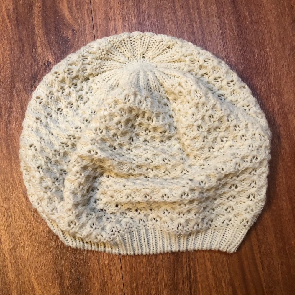 Urban Outfitters slouchy white beanie hat